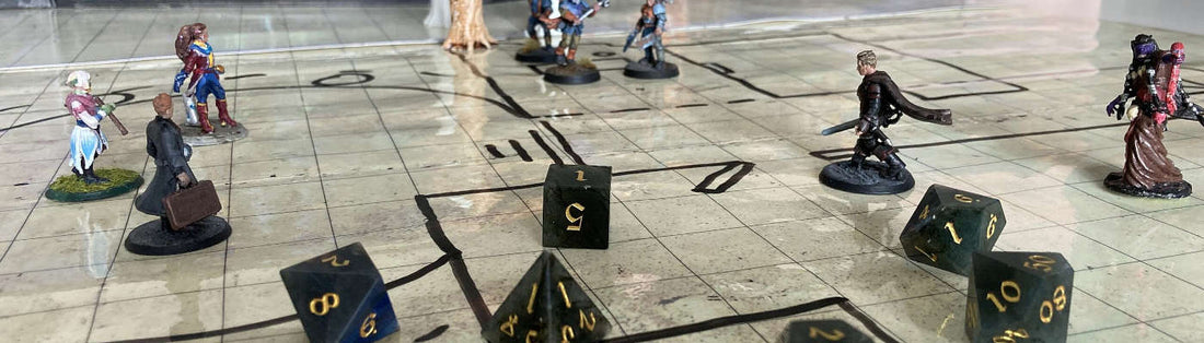 DND miniatures on a table