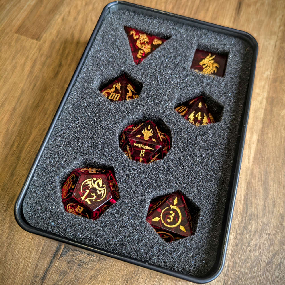 Ancient Red Dragon Gemstone Dice