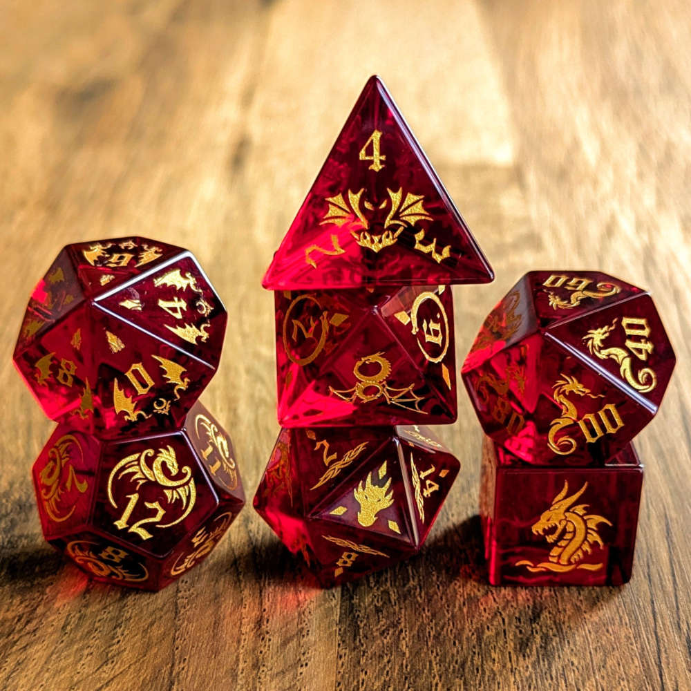 Ancient Red Dragon Gemstone Dice