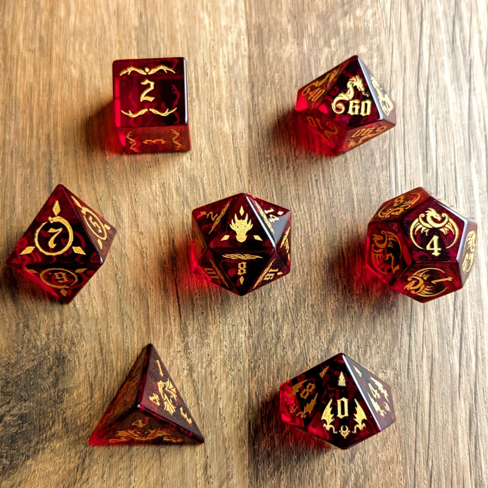 Ancient Red Dragon Gemstone Dice