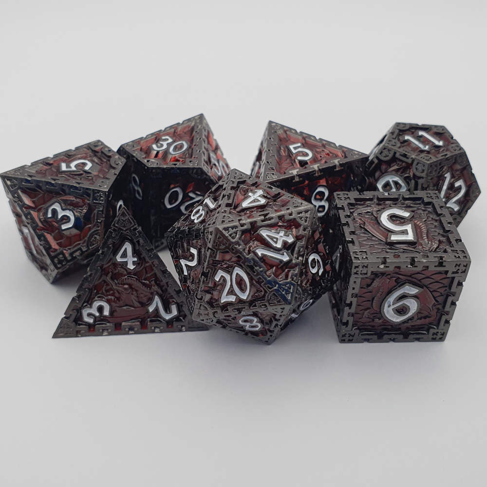 Blood red dragon dice set