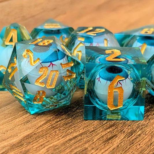 Eyeball Rolling Blue Dice Set