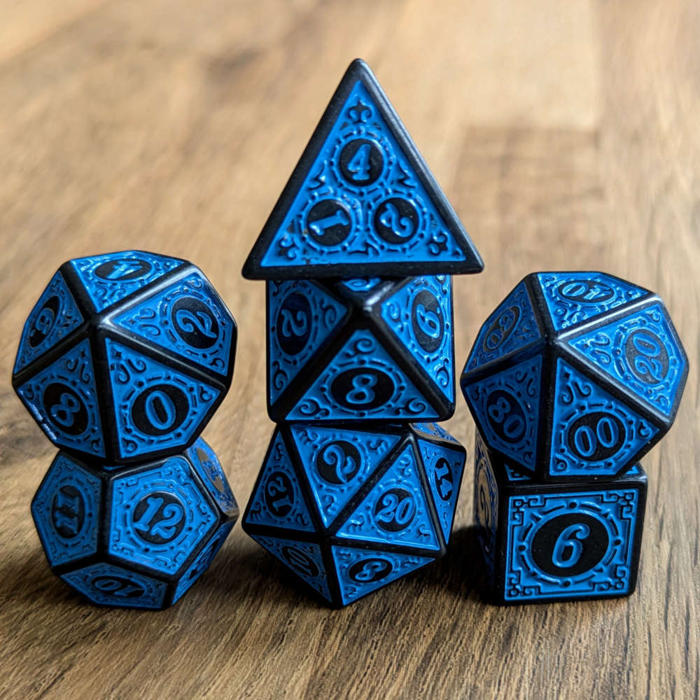 Blue Runic Dice Set