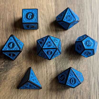 Blue Runic Dice Set