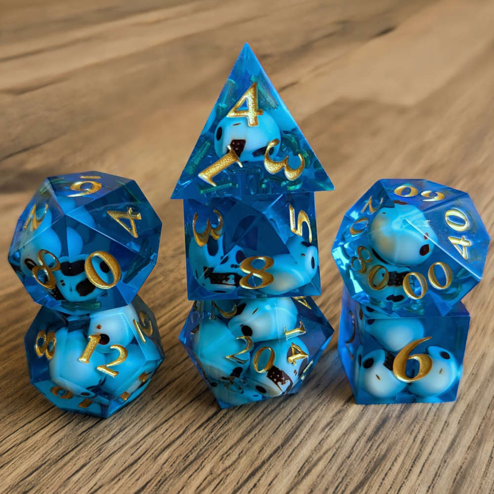 Blue Skull Horror Sharp Edge Dice