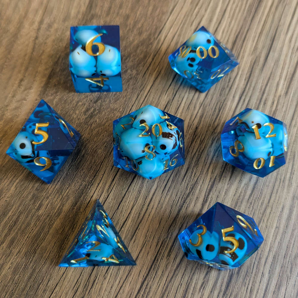 Blue Skull Horror Sharp Edge Dice