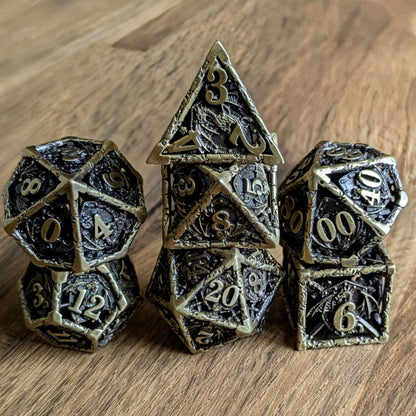 Brass Draconic Guardian Dice Set