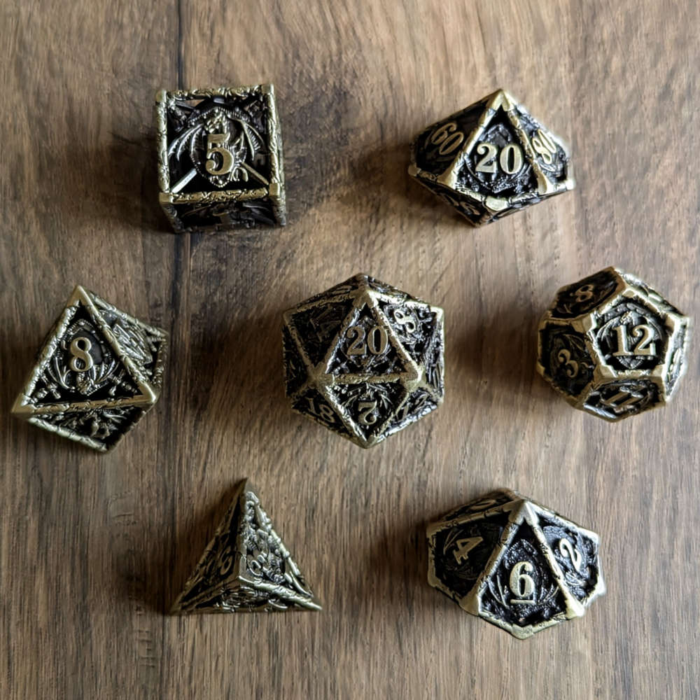 Brass Draconic Guardian Dice Set