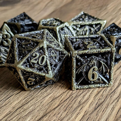 Brass Draconic Guardian Dice Set