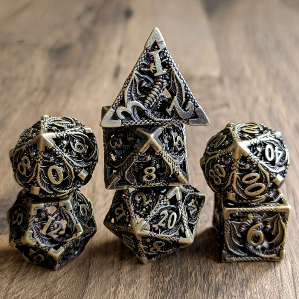 Brass Hollow Dragon Dice