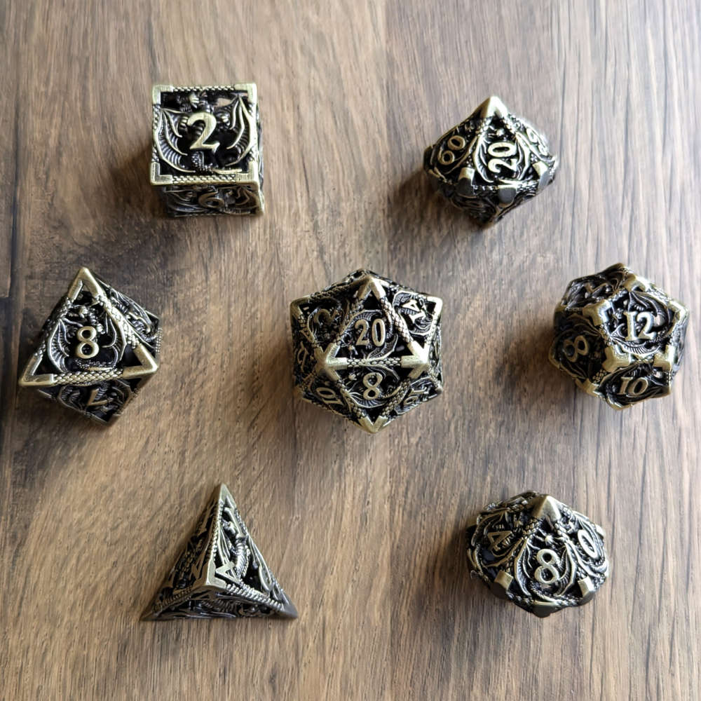 Brass Hollow Dragon Dice