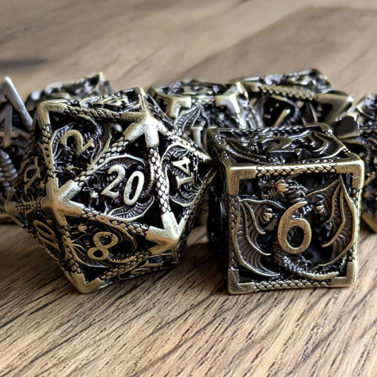 Brass Hollow Dragon Dice