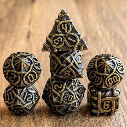 Brass Labyrinthine Dice Set