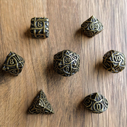 Brass Labyrinthine Dice Set