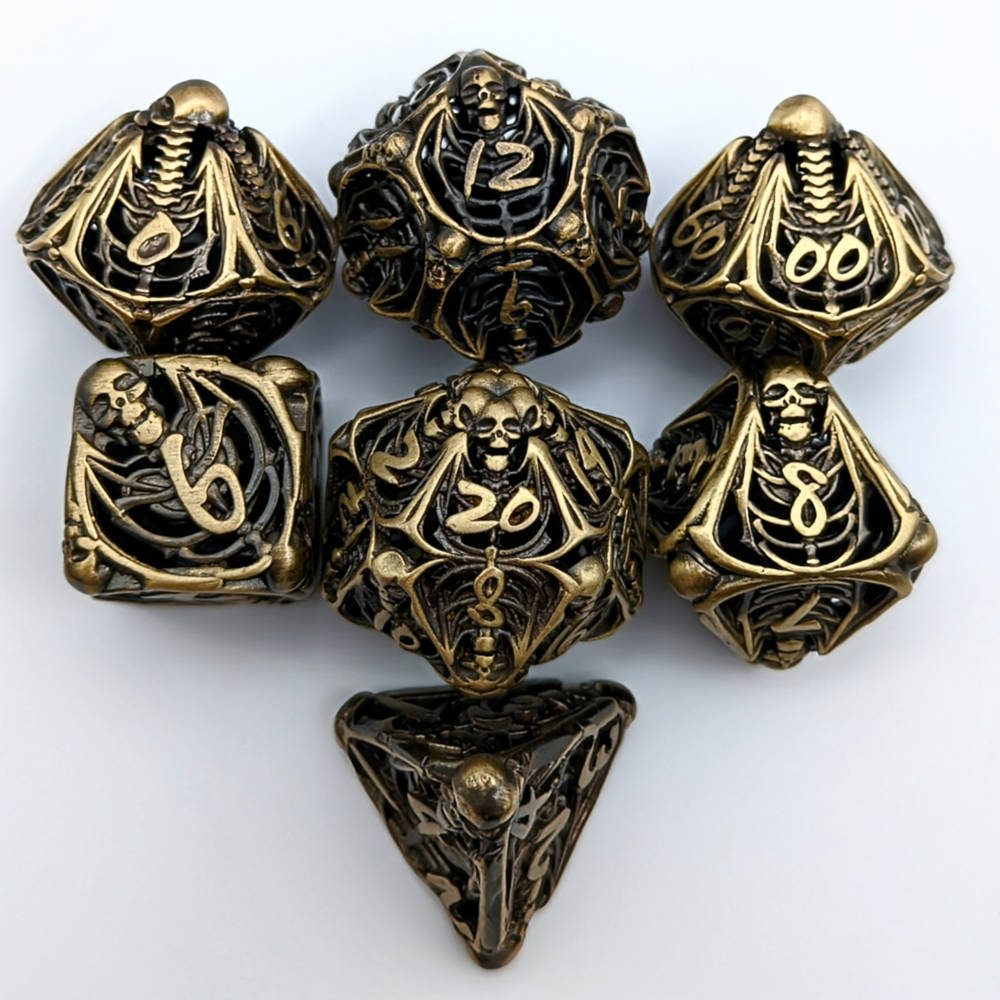 Brass Skull Macabre Dice Set