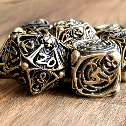 Brass Skull Macabre Dice Set