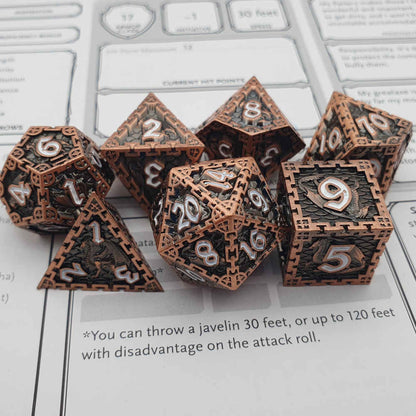 Copper dragon dice set