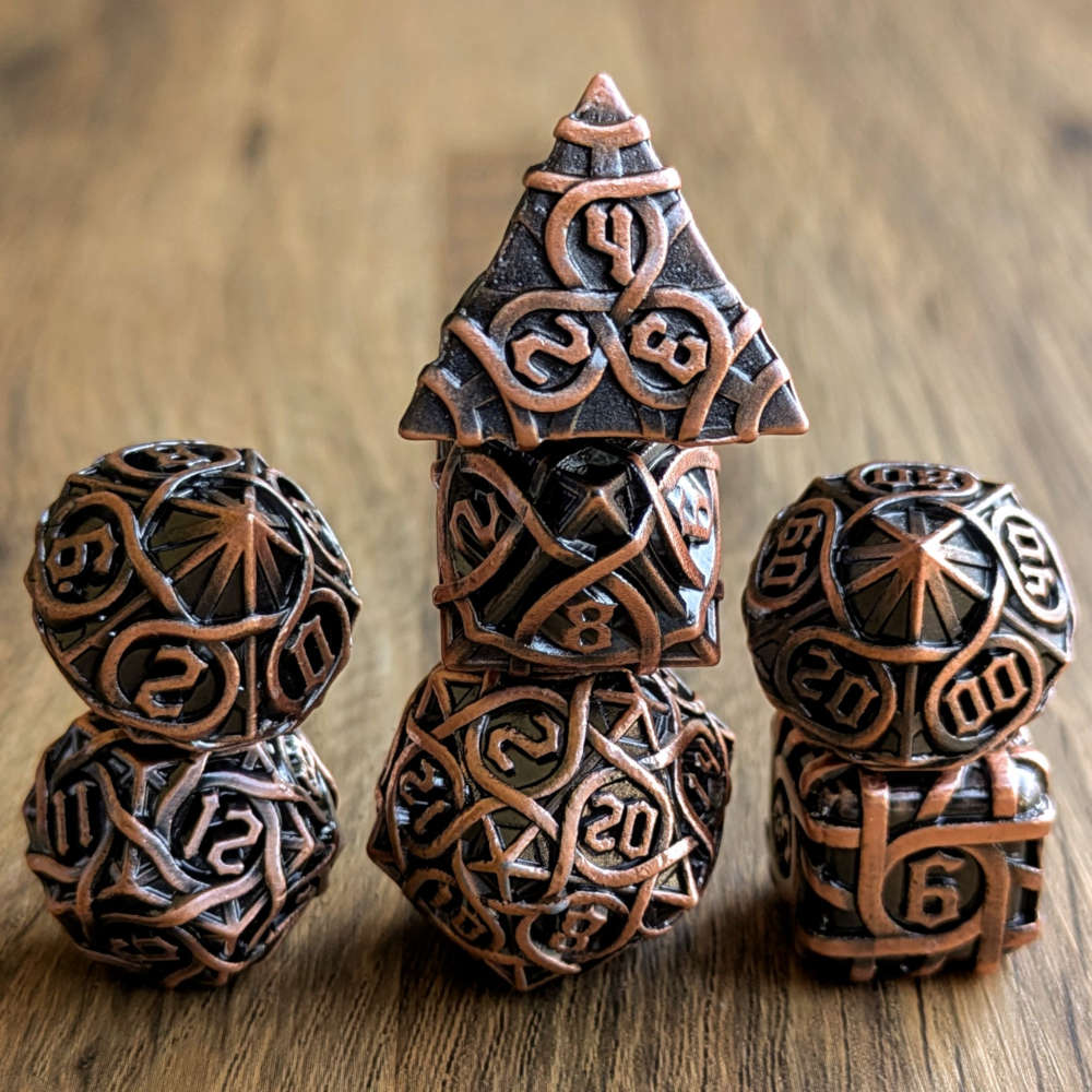 Copper Labyrinthine Dice Set