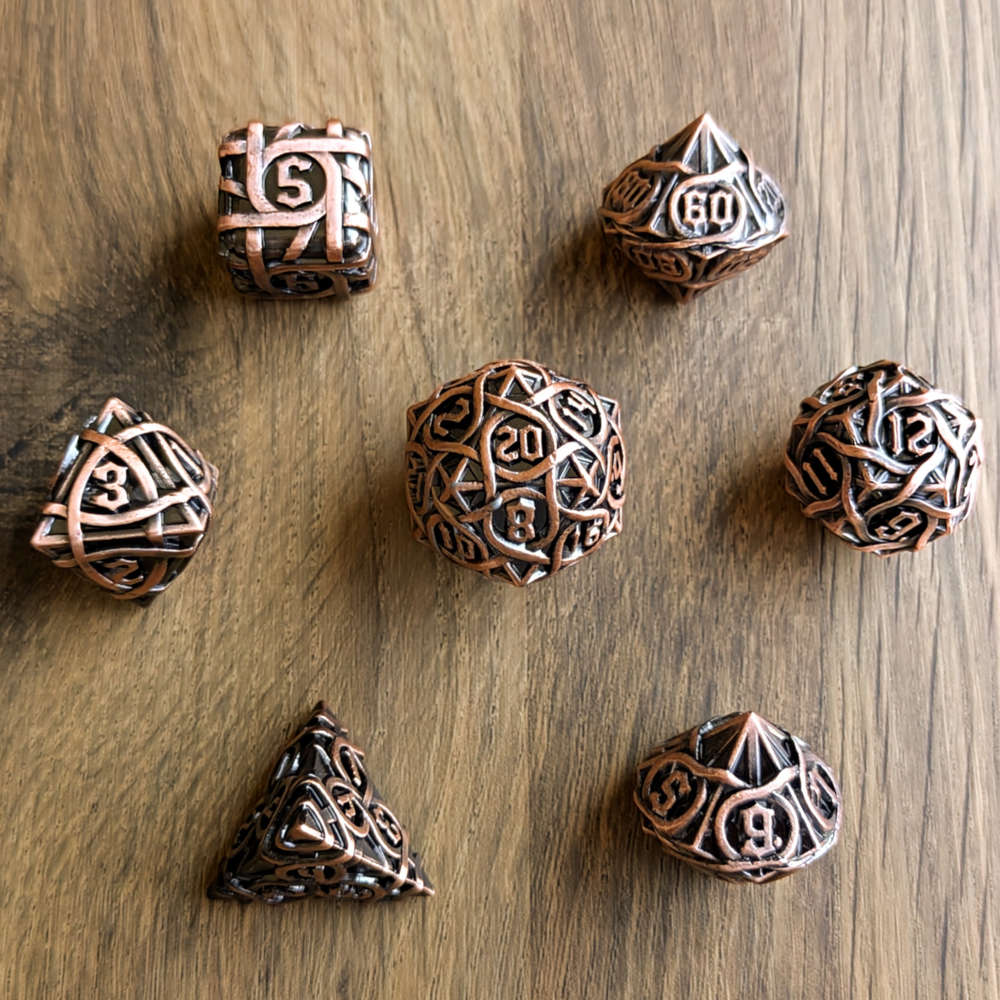 Copper Labyrinthine Dice Set