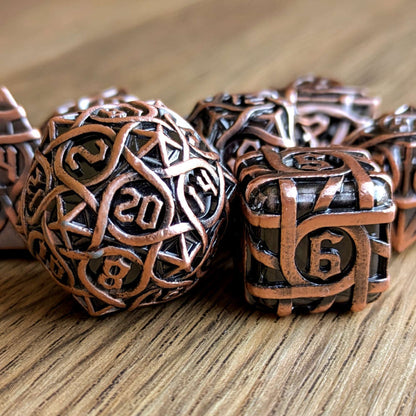 Copper Labyrinthine Dice Set