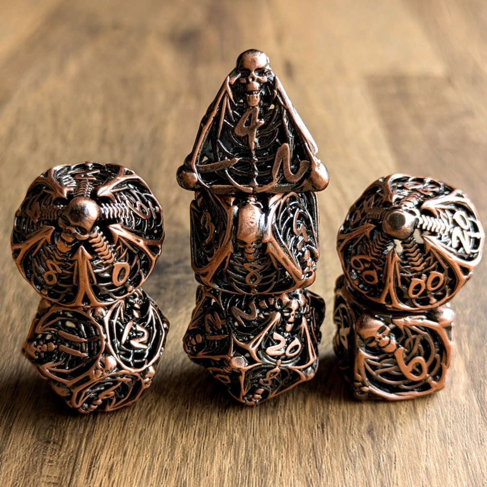 Copper Skull Macabre Dice Set