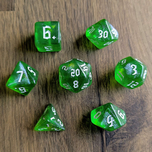 Glittery Emerald Dice Set