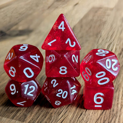 Glittery Ruby Dice Set