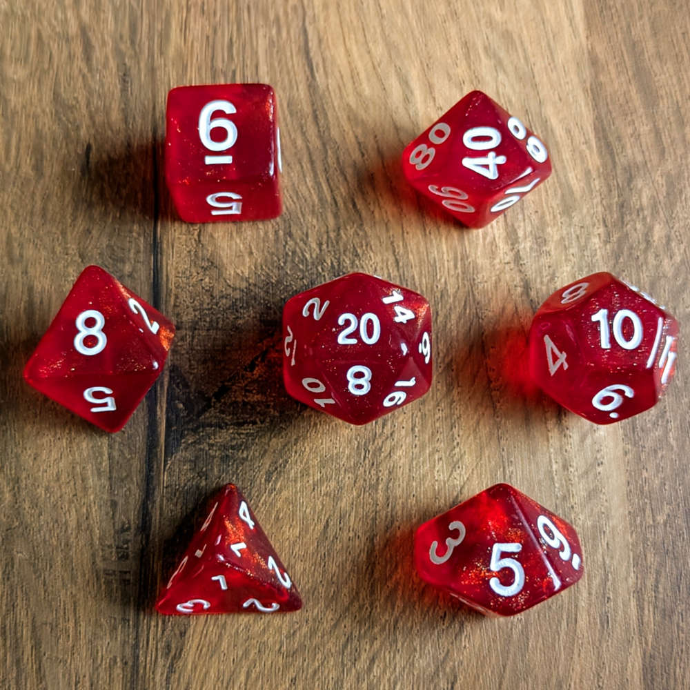 Glittery Ruby Dice Set