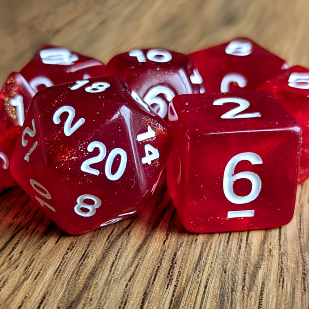 Glittery Ruby Dice Set