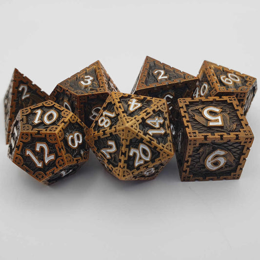 Gold dragon dice set