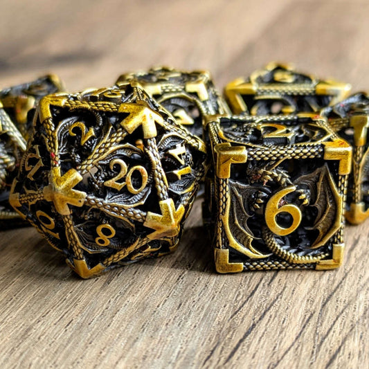 Gold Hollow Dragon Dice