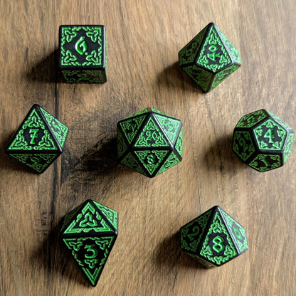 Green Celtic Knot Dice Set