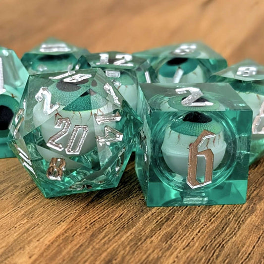 Eyeball Rolling Green Dice Set