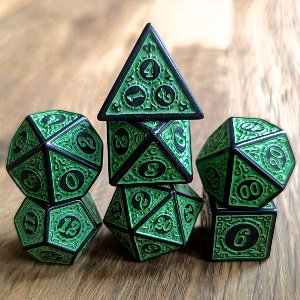 Green Runic Dice Set