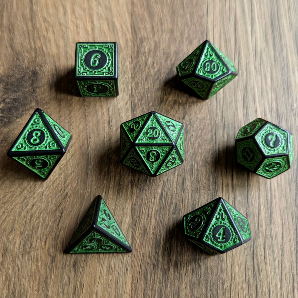 Green Runic Dice Set