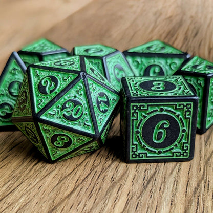 Green Runic Dice Set