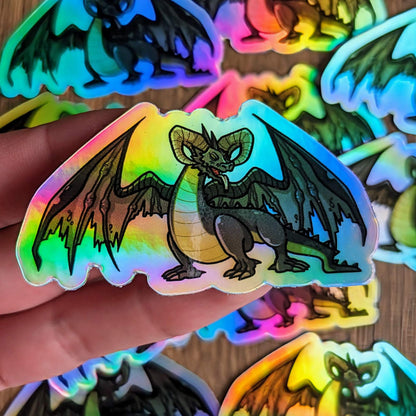 Black Holographic Dragon Stickers