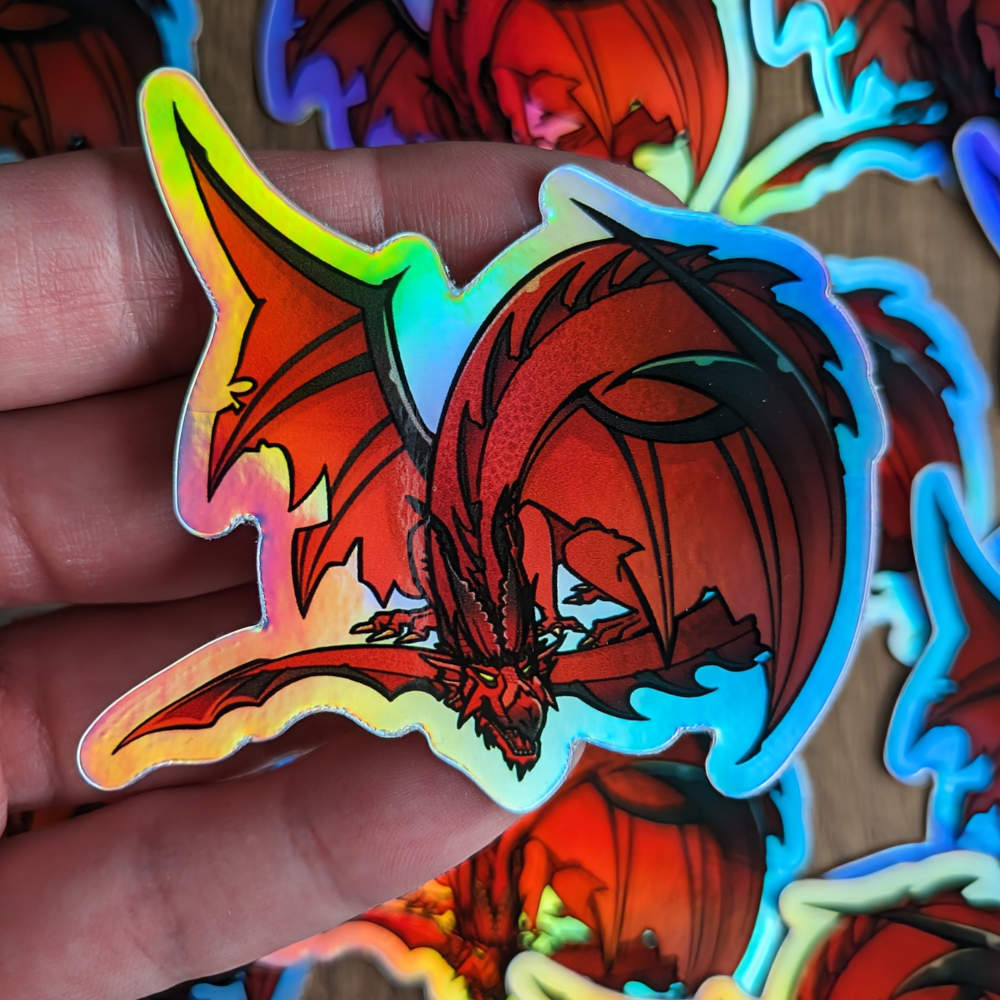 Red Holographic Dragon Stickers