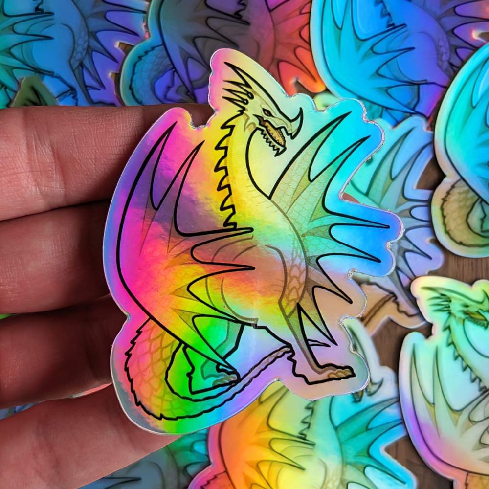 White Holographic Dragon Stickers