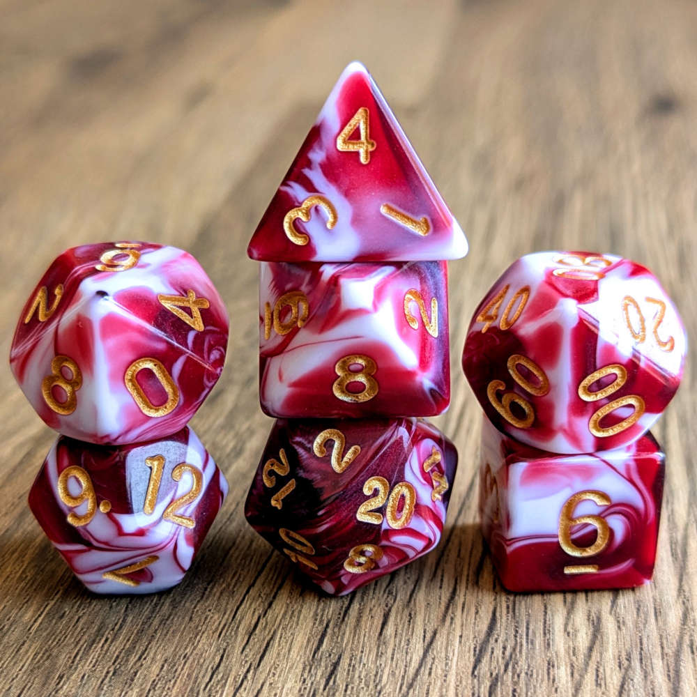 Marble Red Dice Set