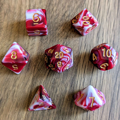 Marble Red Dice Set