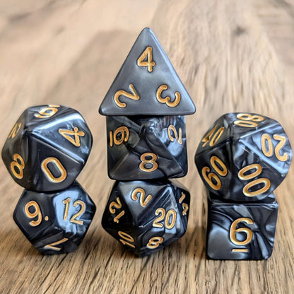 Marbled Black Dice Set