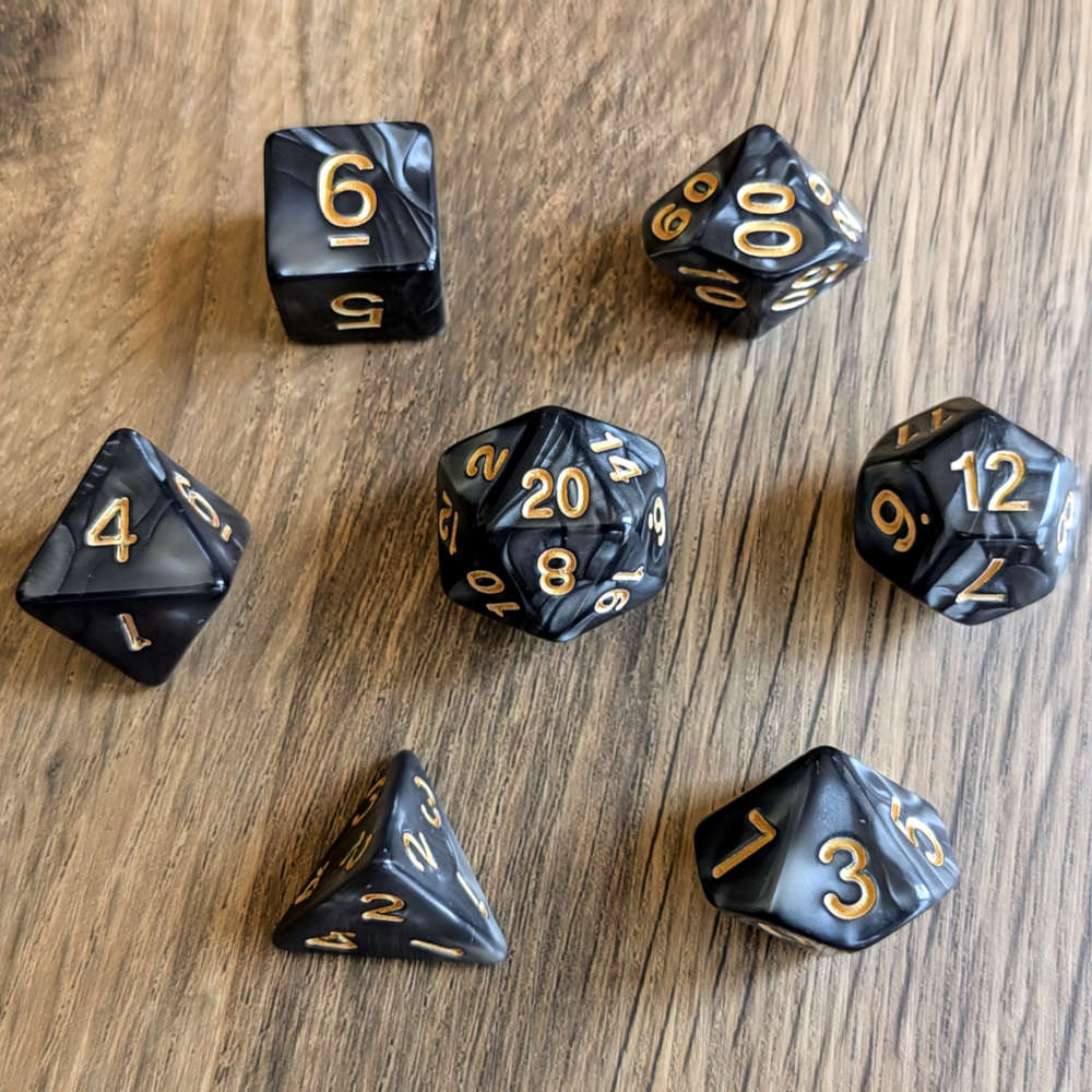 Marbled Black Dice Set