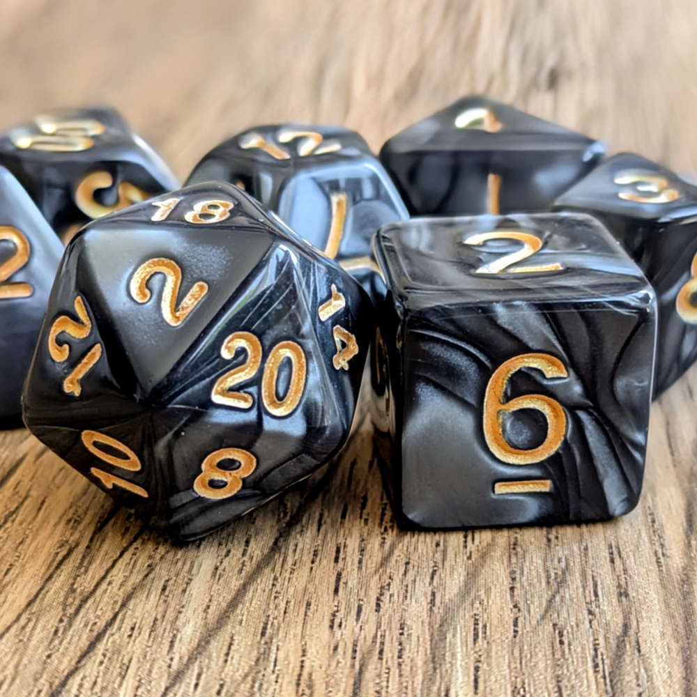 Marbled Black Dice Set