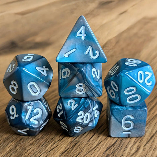 Marbled Blue Dice Set