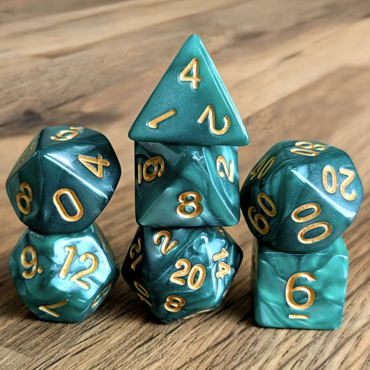 Marbled Green Dice Set