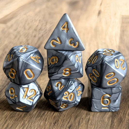 Marbled Grey Dice Set