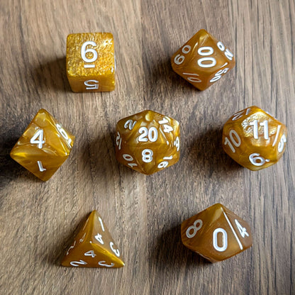 Marbled Orange Dice Set