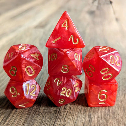 Marbled Red Dice Set