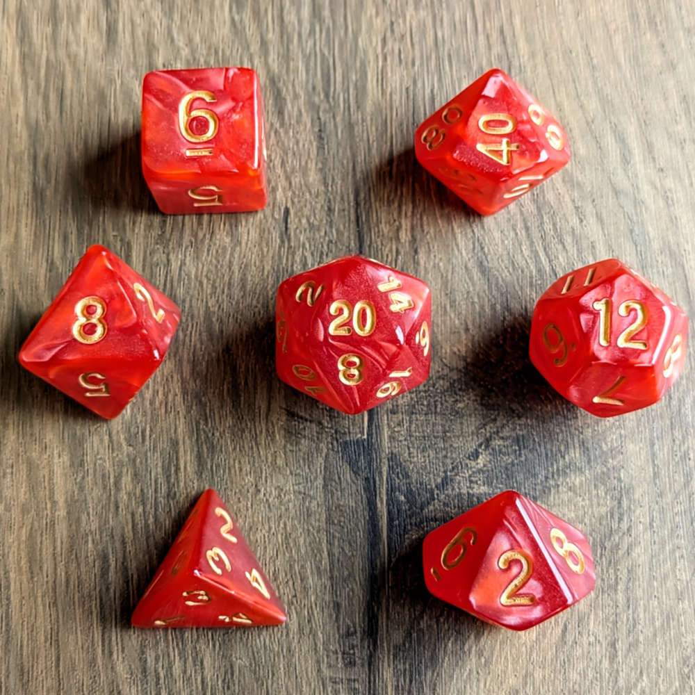 Marbled Red Dice Set